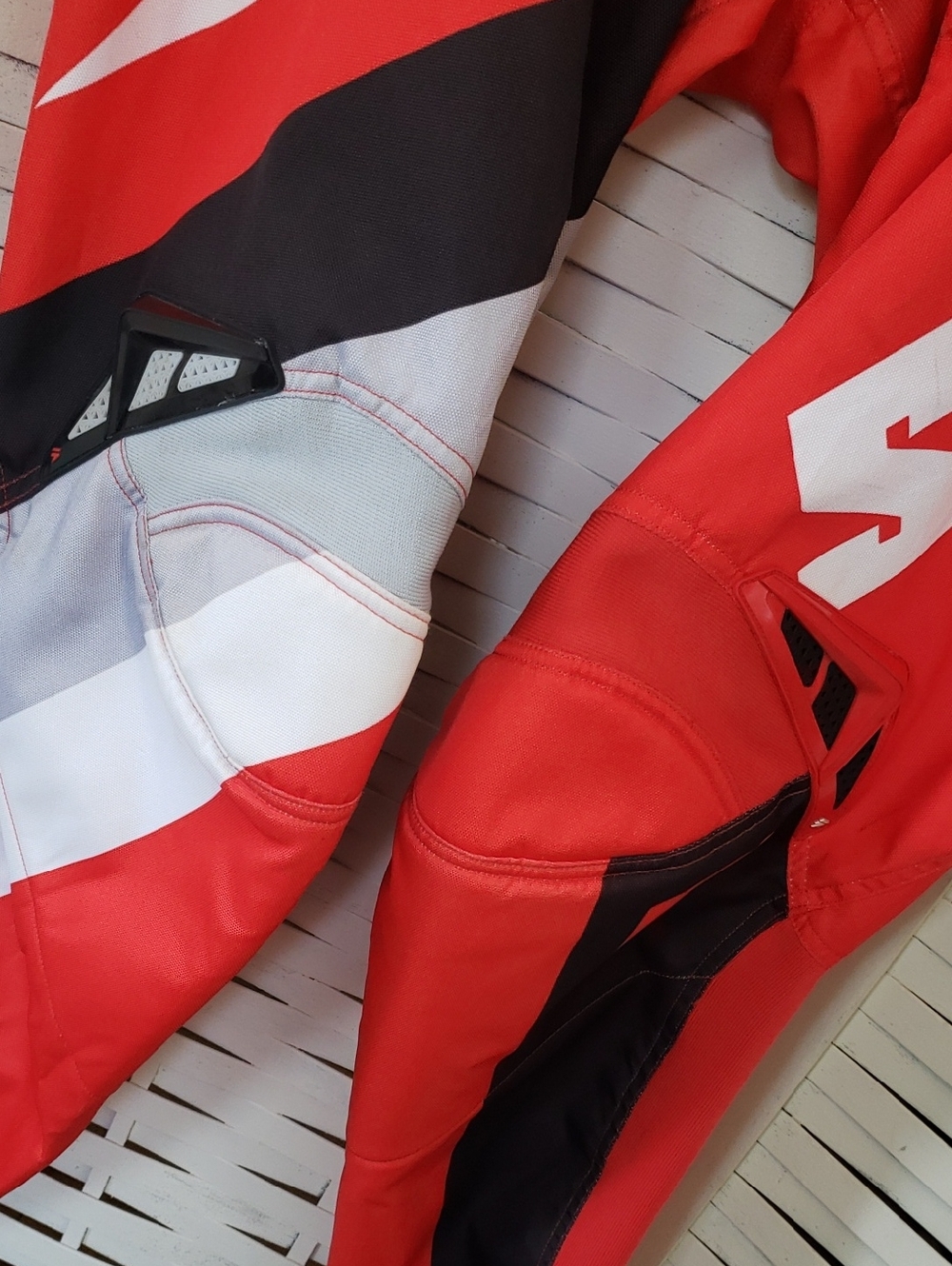 WHIT3 Red Riding Pants with White Logos - Picture 2 of 6